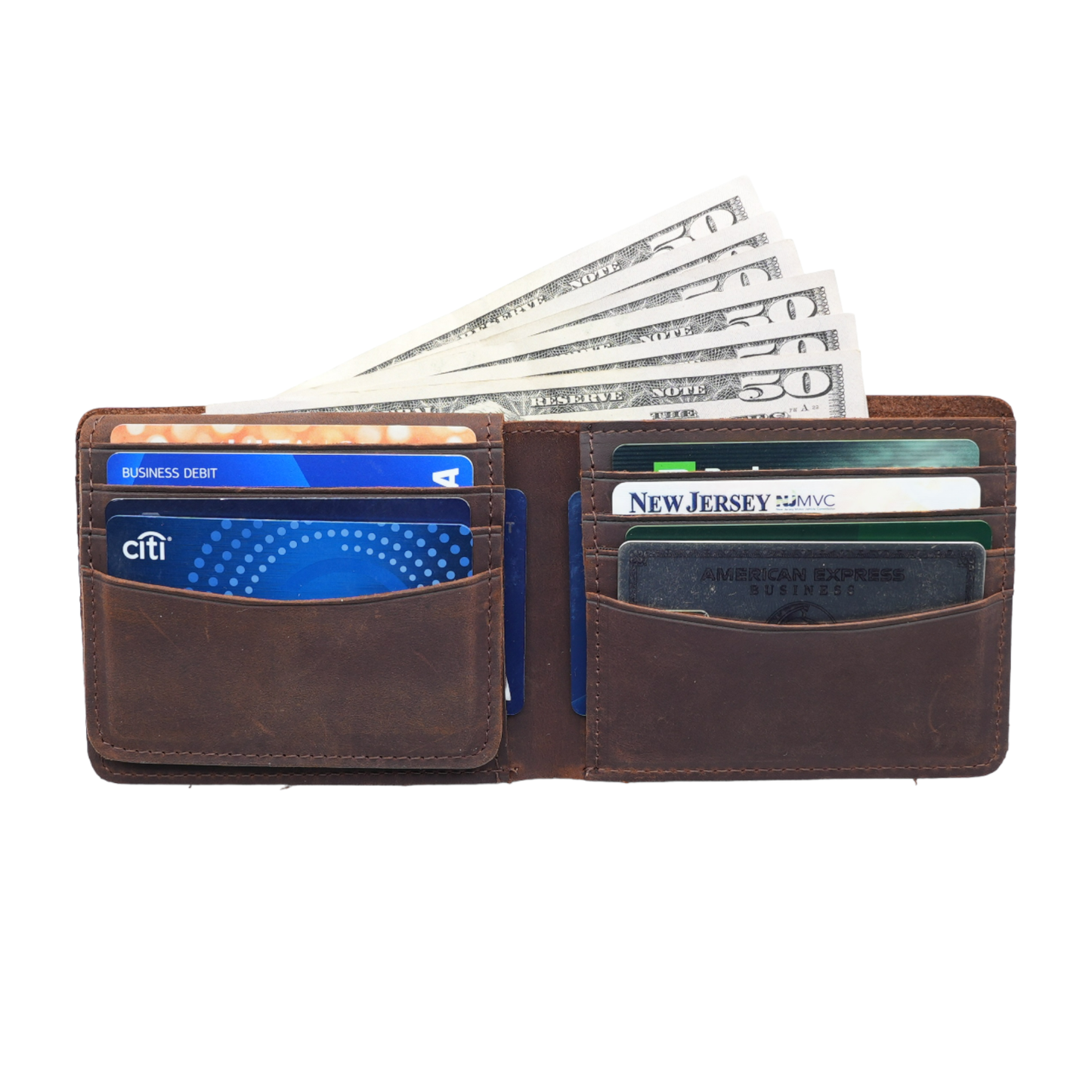 American Leather Goods - Genuine Leather Wallet for Men with Flap out ID Window