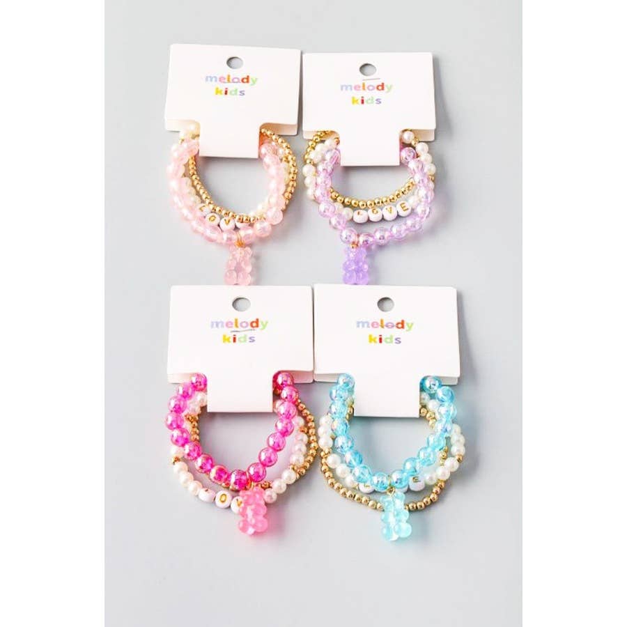 Kids Love Bear Bead Bracelet Set