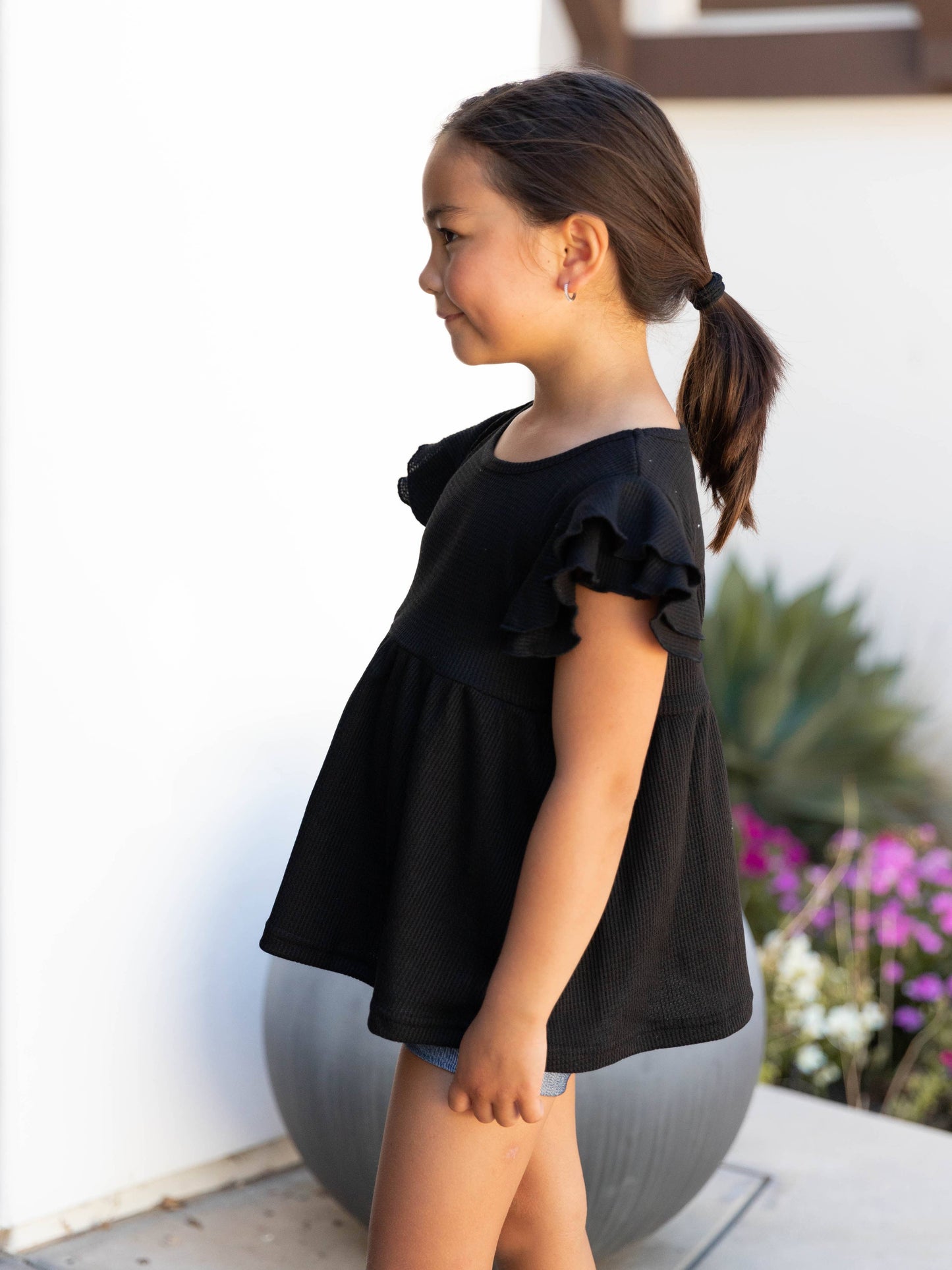 Girls Flutter Sleeve Peplum Top