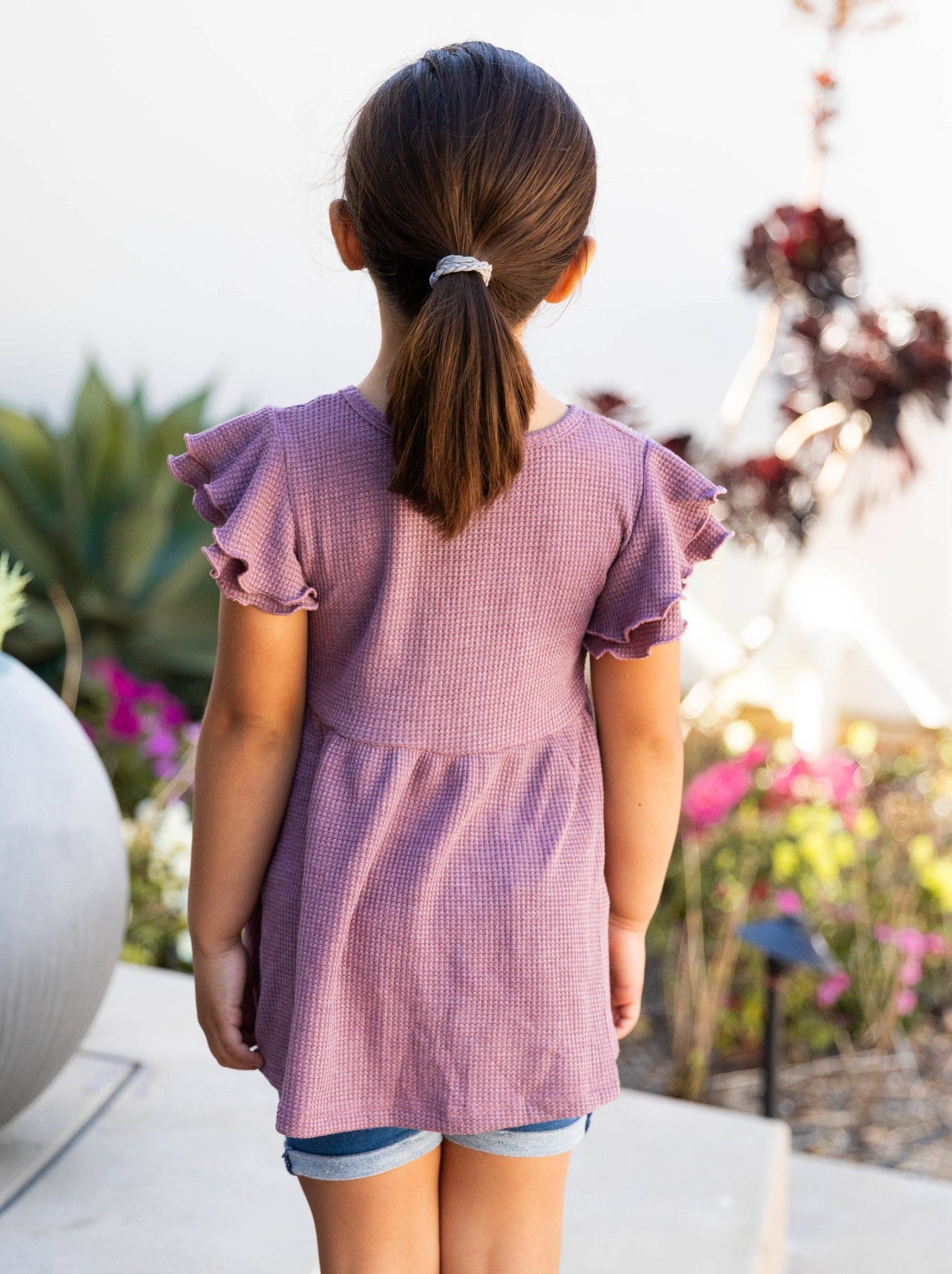 Girls Flutter Sleeve Peplum Top