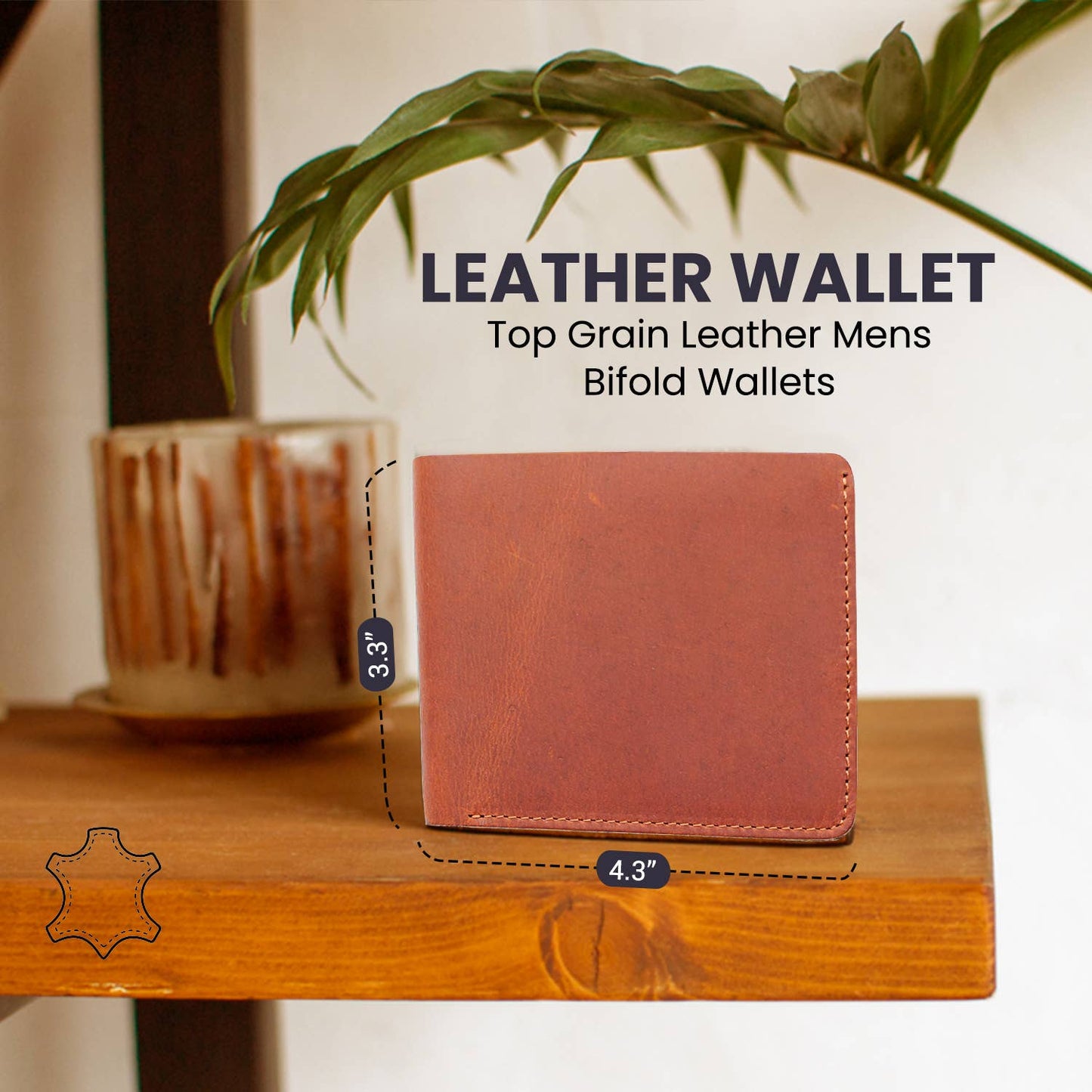 American Leather Goods - Genuine Leather Wallet for Men with Flap out ID Window