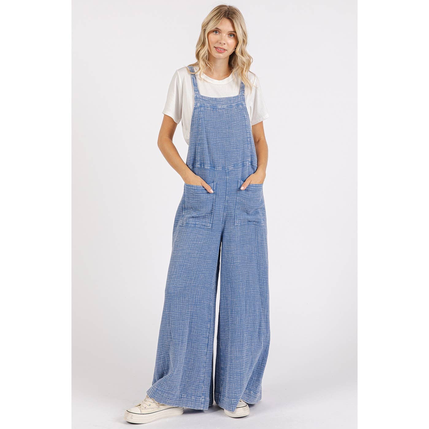 MINERAL WASHED WIDE LEG JUMPSUIT
