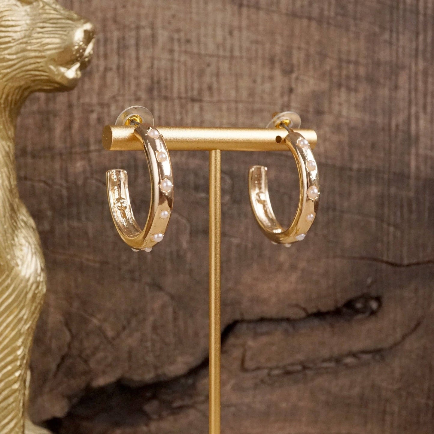 Classic Bubble Hoops – Gold with Pearl or Crystals