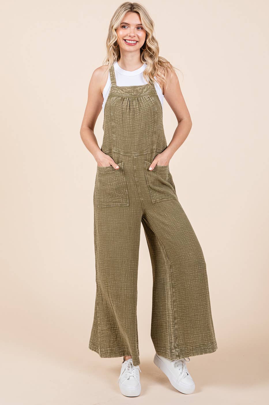 MINERAL WASHED WIDE LEG JUMPSUIT