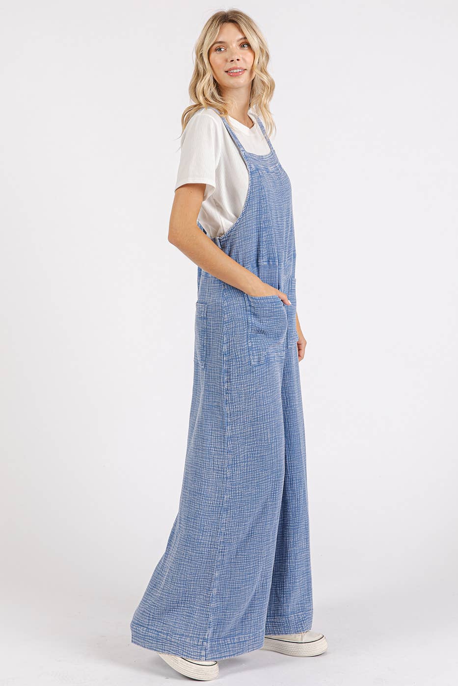 MINERAL WASHED WIDE LEG JUMPSUIT