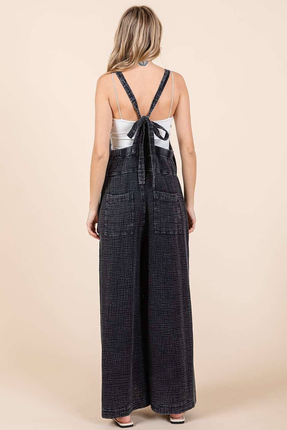 MINERAL WASHED WIDE LEG JUMPSUIT
