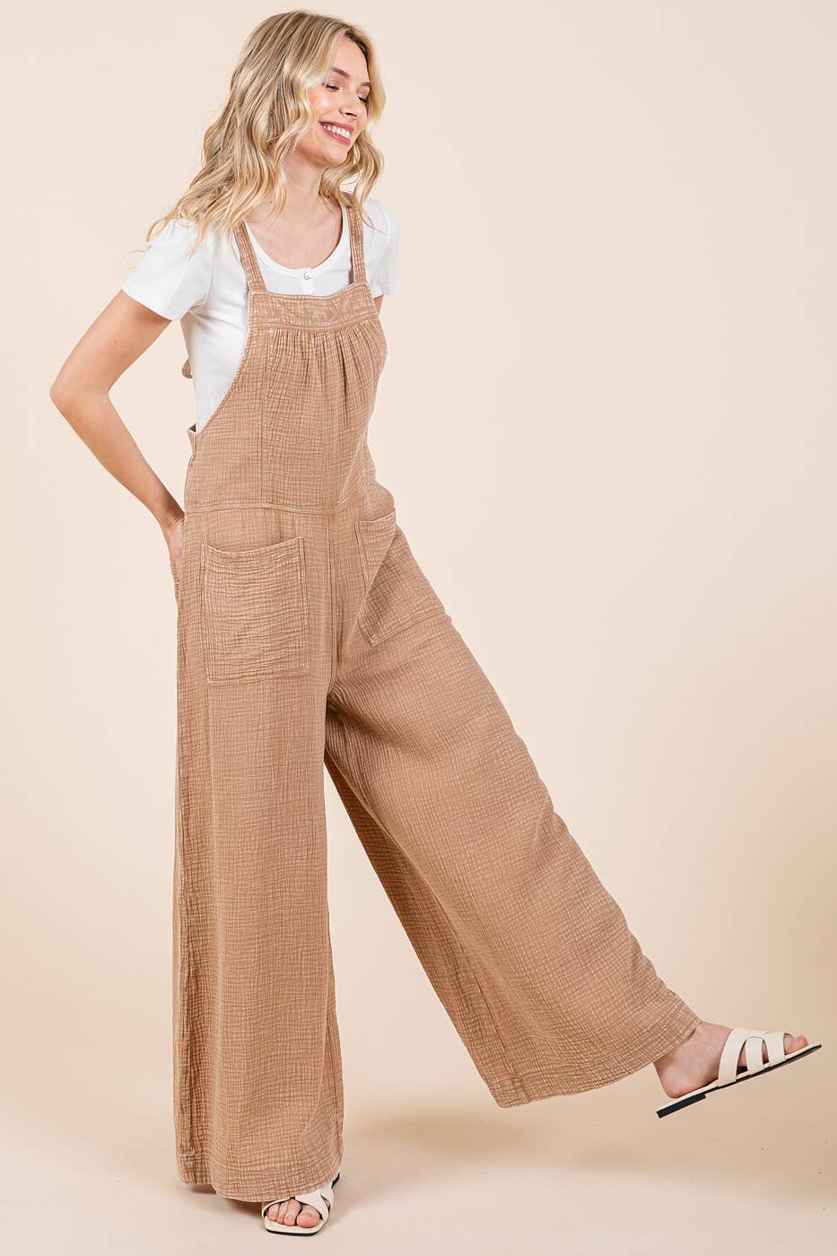 MINERAL WASHED WIDE LEG JUMPSUIT