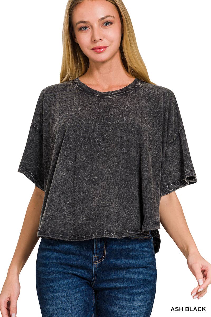 ''._ Washed Cotton Flare Top w/ back patch