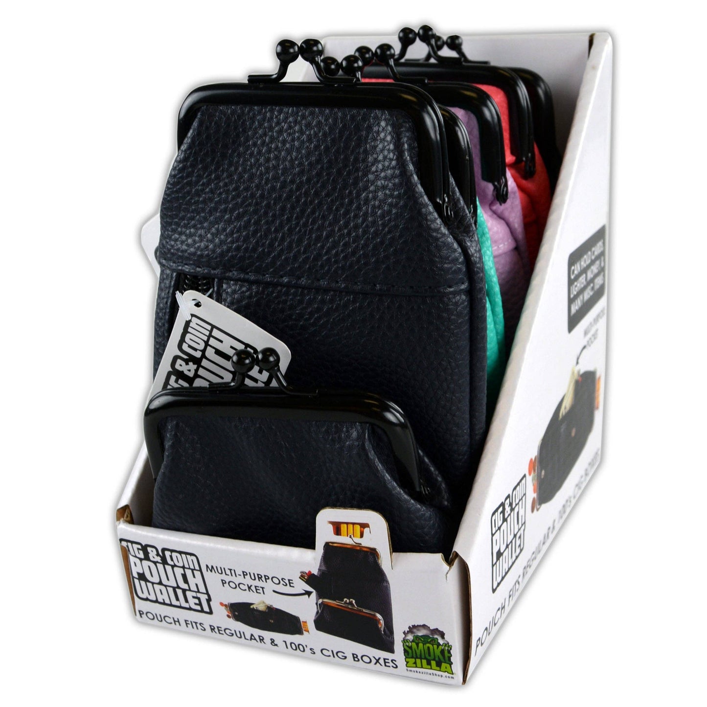 SMOKEZILLA CIGARETTE POUCH WITH COIN WALLET 5 PIECE DISPLAY
