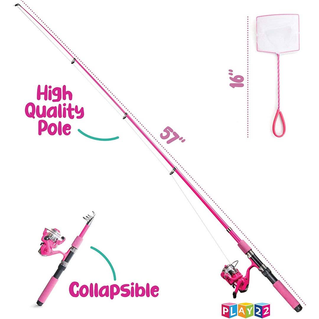 Kids Fishing Pole Pink - 40 Pc Kids Fishing Rod and Reel