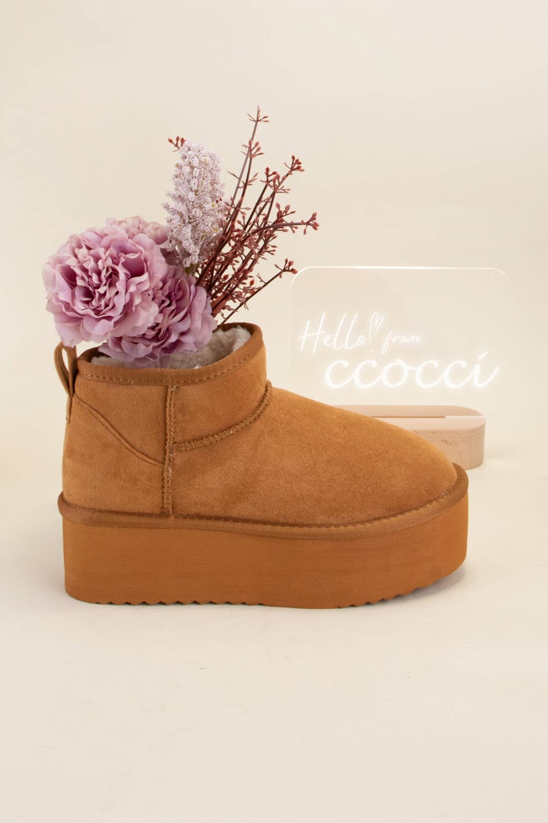 SODA - MINI ANKLE PLATFORM FUR-LINED BOOTS