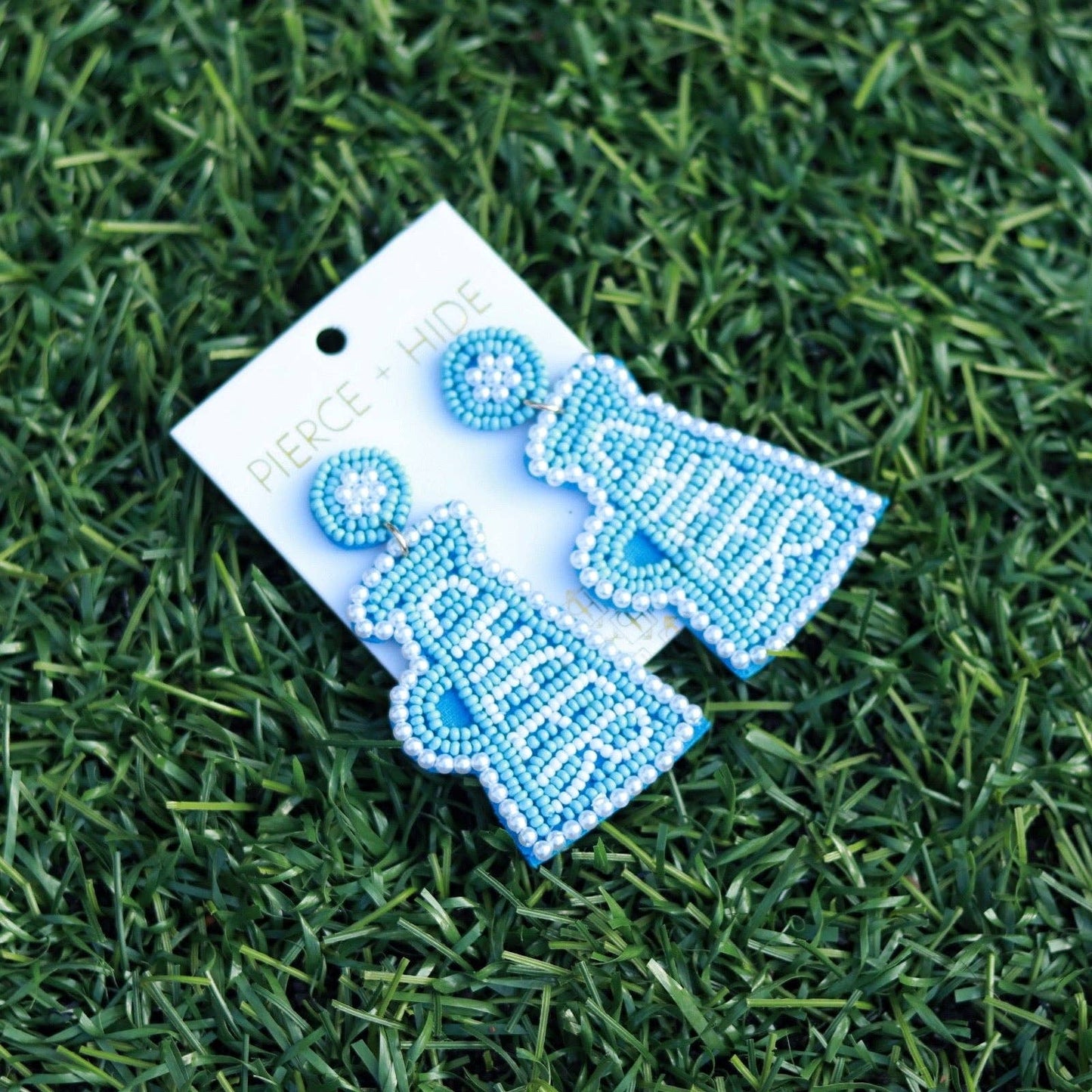 Custom Beaded Megaphone Earrings| Game Day Earrings| Cheerleading