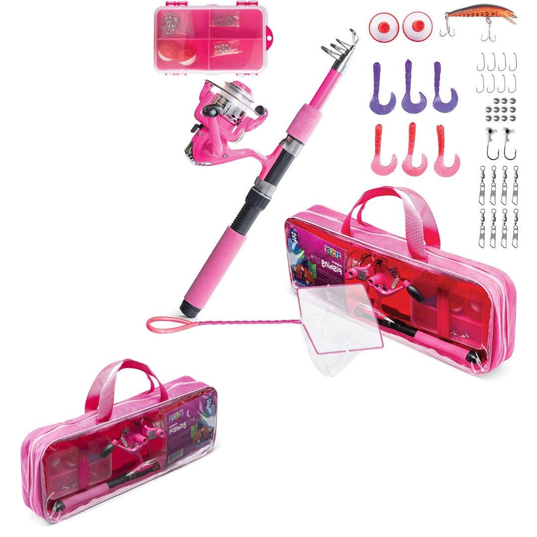 Kids Fishing Pole Pink - 40 Pc Kids Fishing Rod and Reel