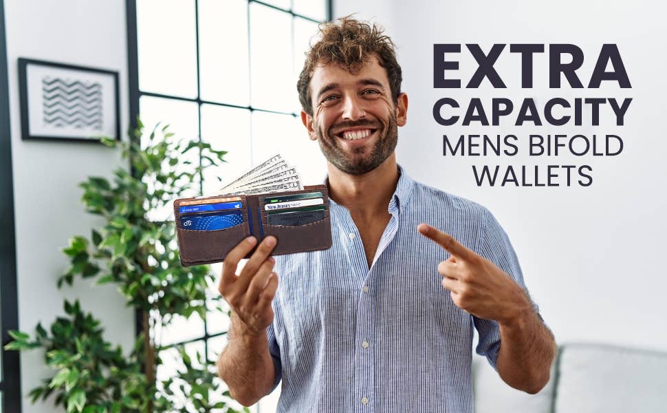 American Leather Goods - Genuine Leather Wallet for Men with Flap out ID Window