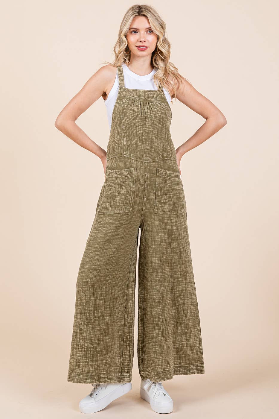 MINERAL WASHED WIDE LEG JUMPSUIT