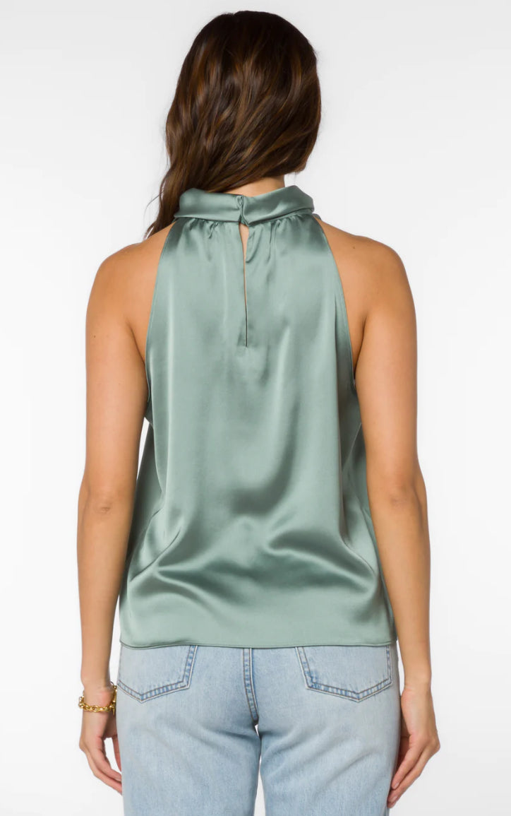 Ozzie Basil Satin Halter Top