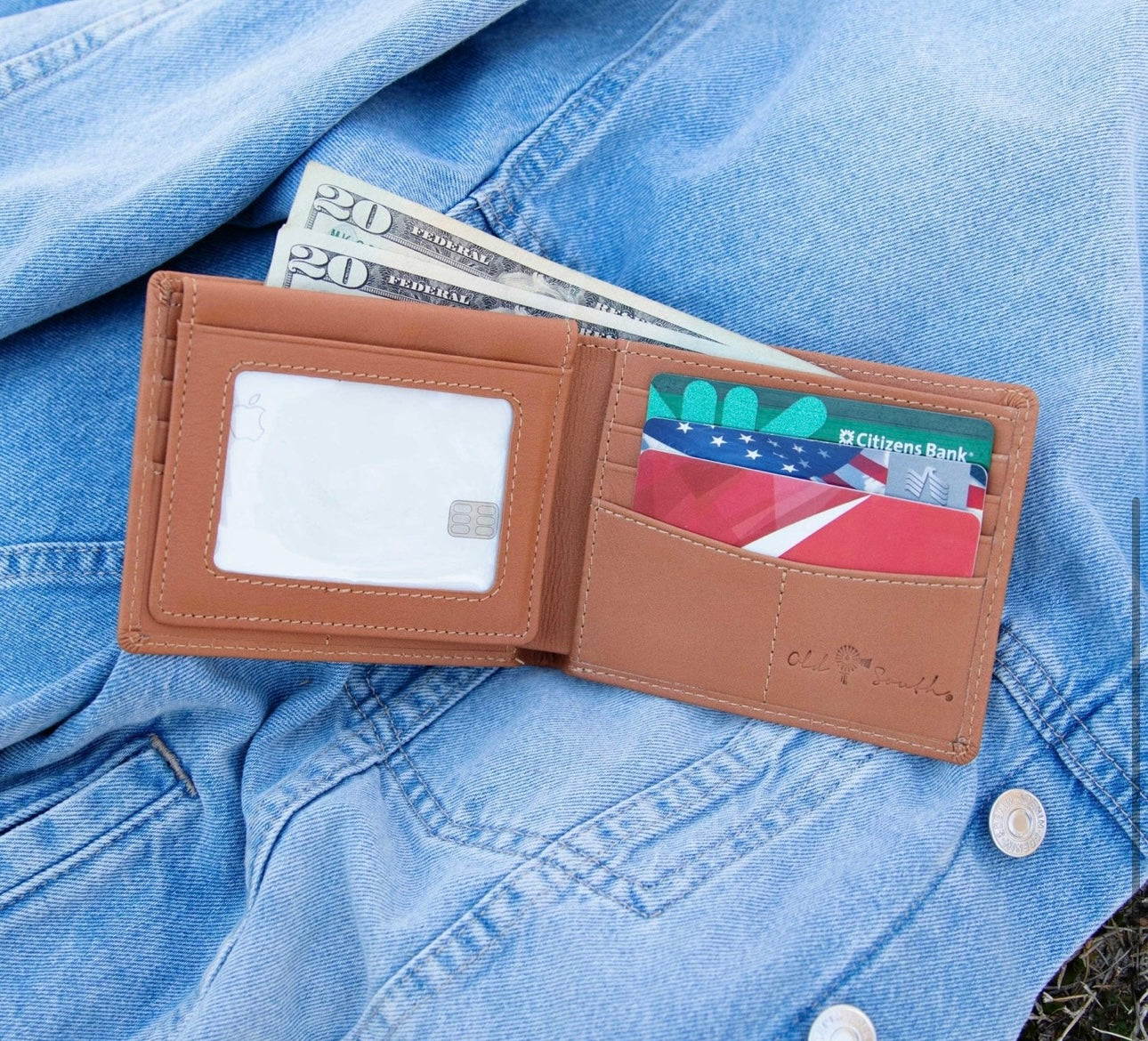 Old South Leather Bi-Fold Wallet Tan