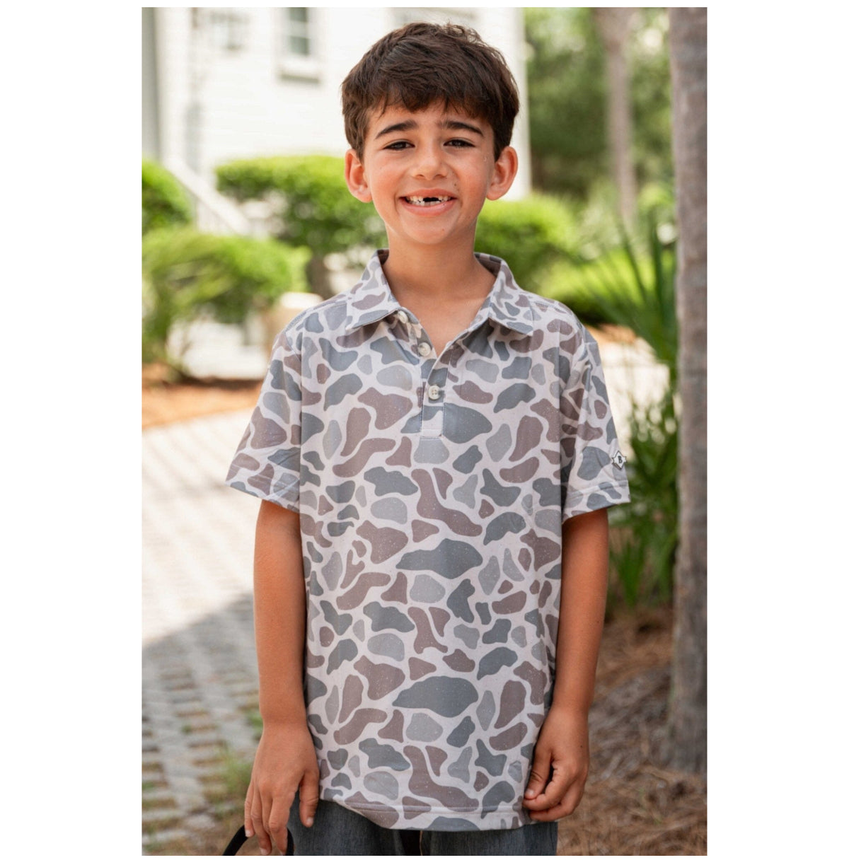 BURLEBO YOUTH PERFORMANCE POLO-CLASSIC DEER CAMO