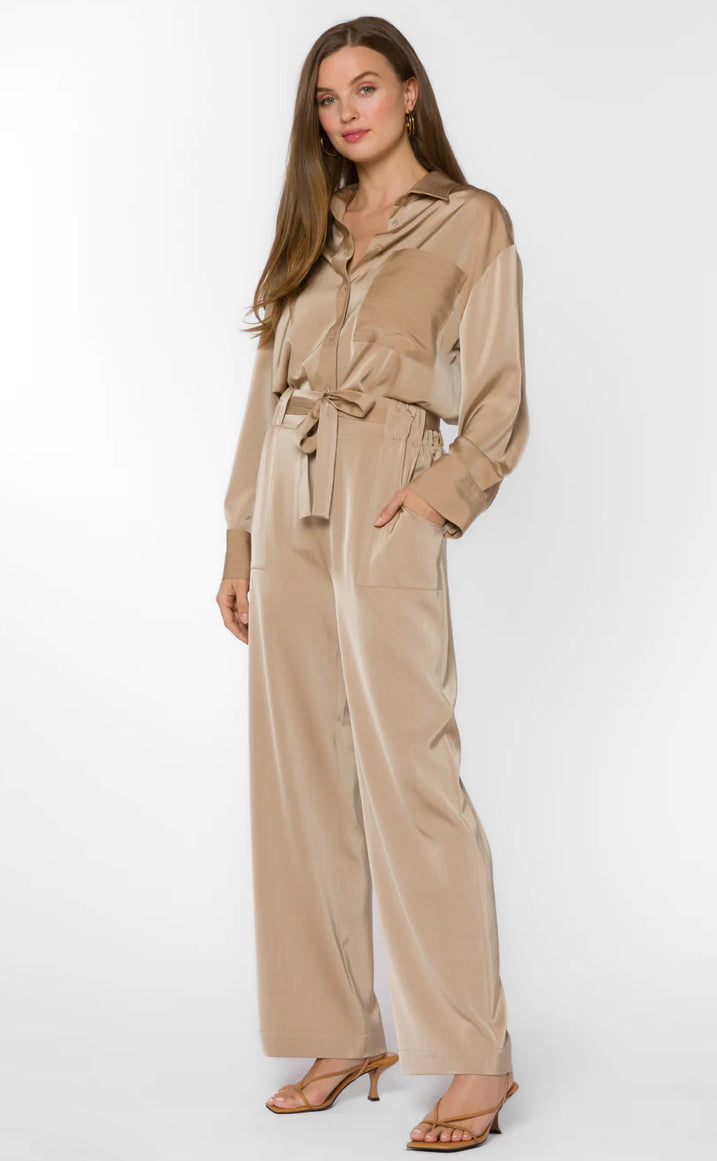 Taupe Pinstripe Blouse