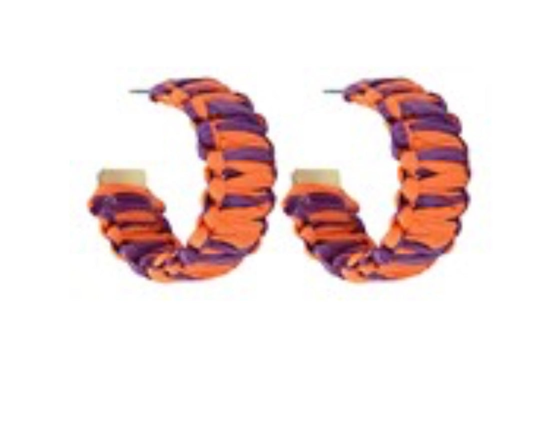Purple/Orange wrapped raffia hoops