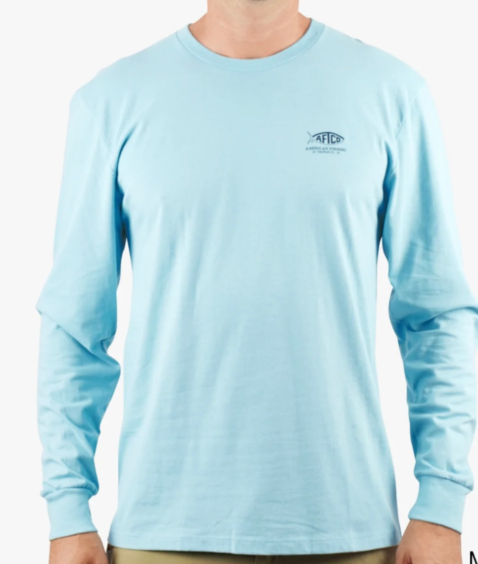 Aftco Bucket Long Sleeve Tee in Milky Blue Heather