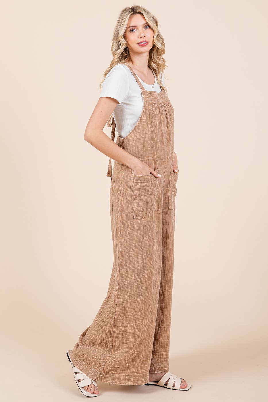 MINERAL WASHED WIDE LEG JUMPSUIT