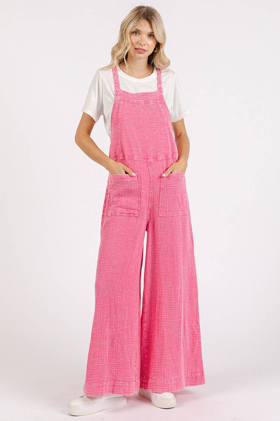 MINERAL WASHED WIDE LEG JUMPSUIT