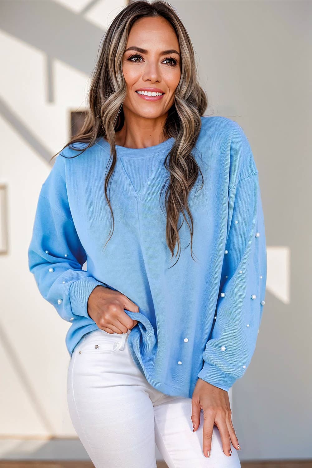 Emily Pearl Drop Shoulder Sweatshirt