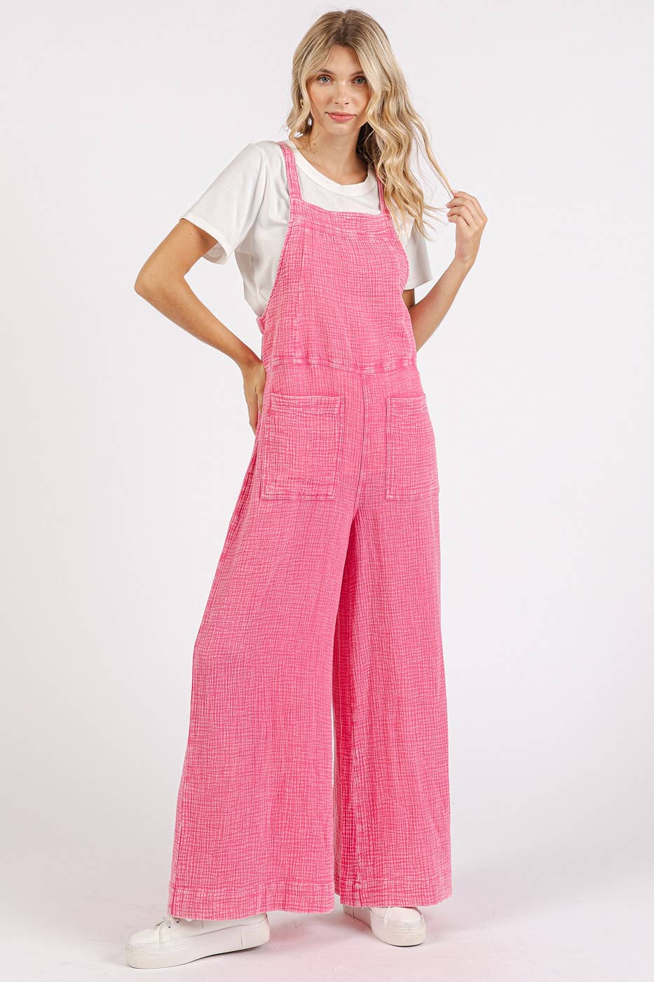 MINERAL WASHED WIDE LEG JUMPSUIT