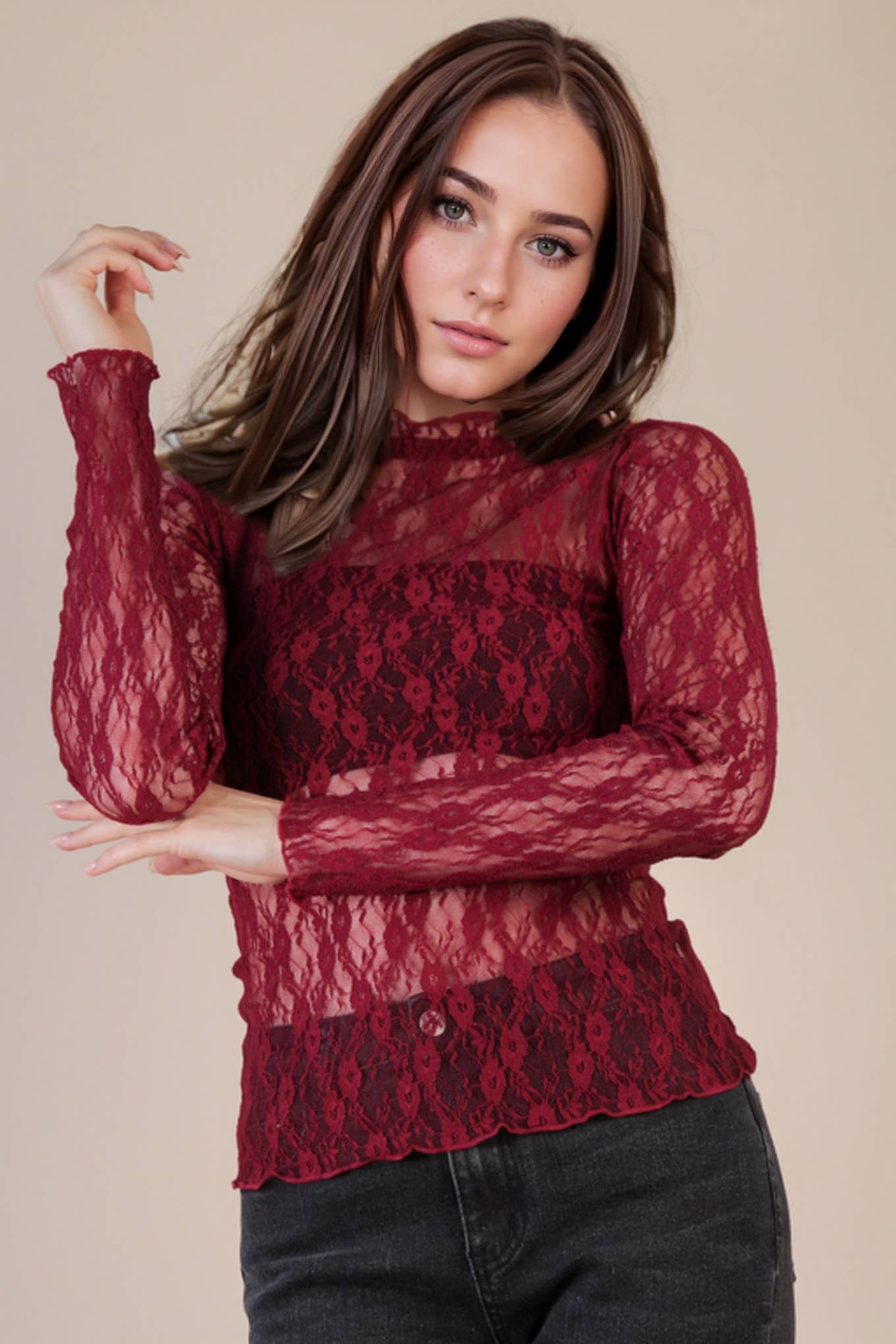 Allure High-Neck Mesh Top