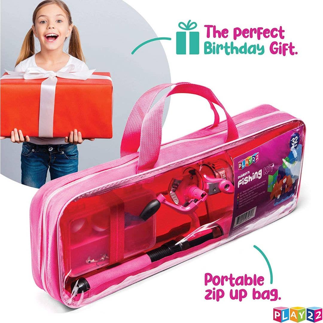 Kids Fishing Pole Pink - 40 Pc Kids Fishing Rod and Reel