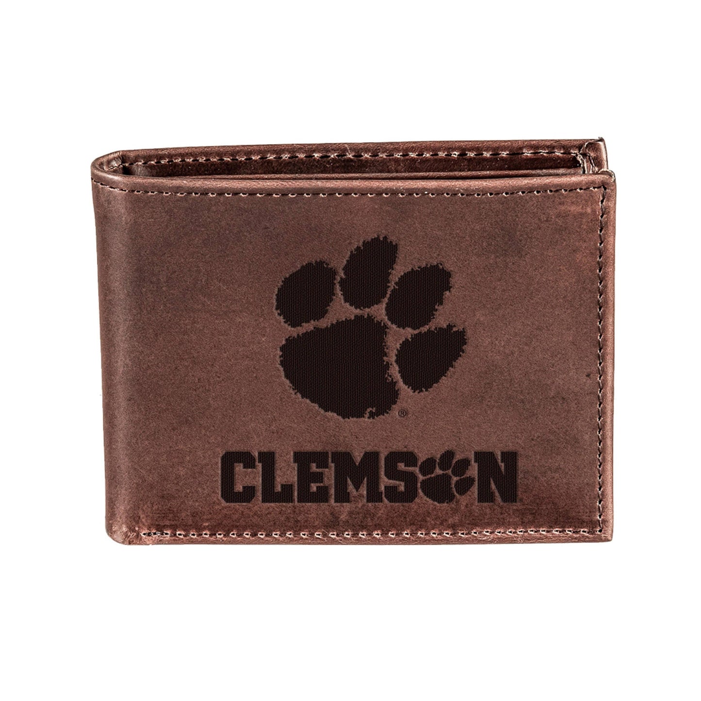 Clemson University, Bi-Fold Wallet, Brown, CH, 100% Genuine