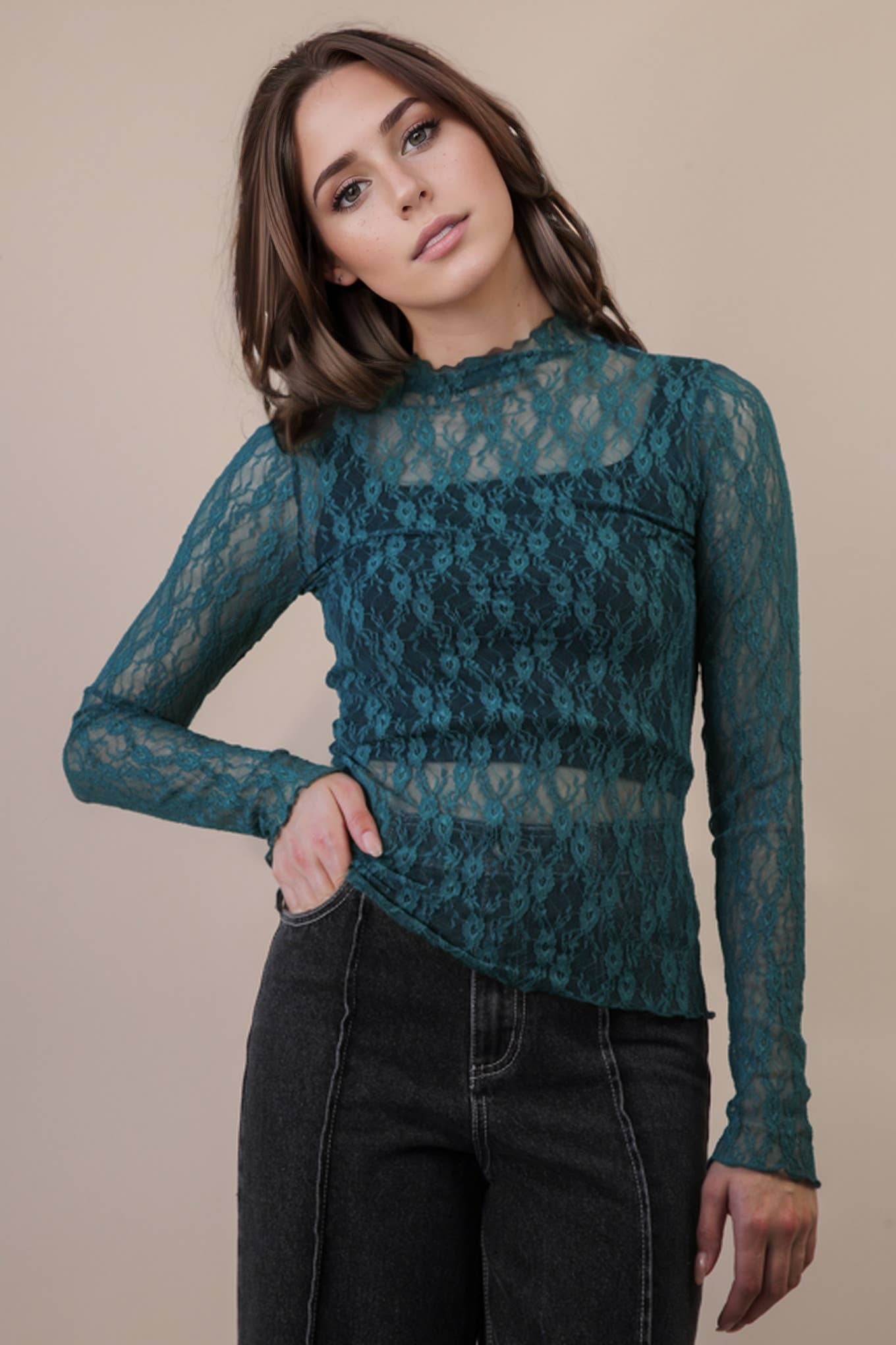 Allure High-Neck Mesh Top