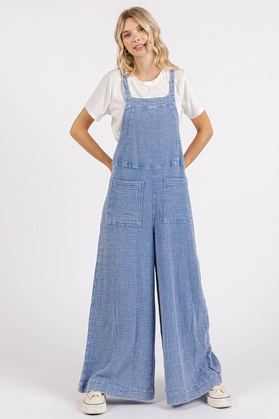 MINERAL WASHED WIDE LEG JUMPSUIT