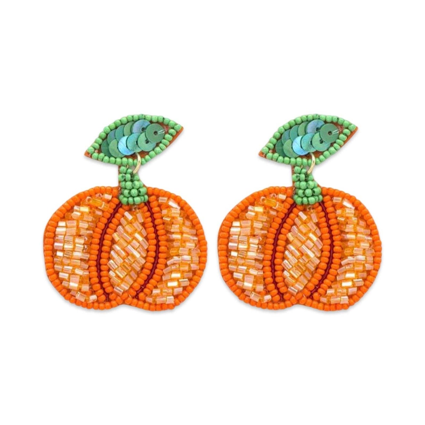 Beaded Pumpkin Earrings|Fall Earrings| Game Day Earrings