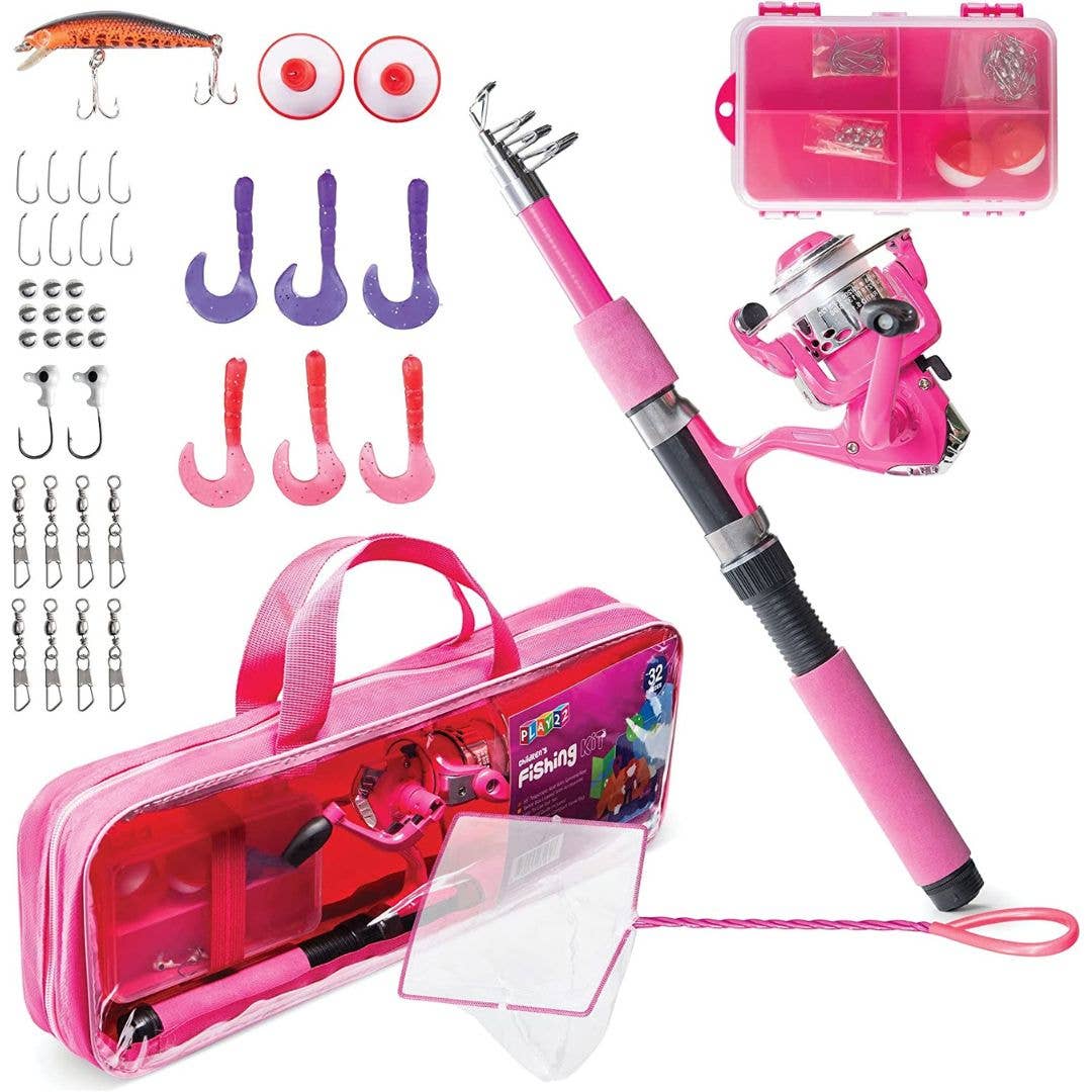 Kids Fishing Pole Pink - 40 Pc Kids Fishing Rod and Reel