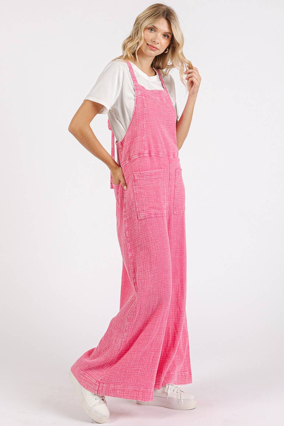 MINERAL WASHED WIDE LEG JUMPSUIT