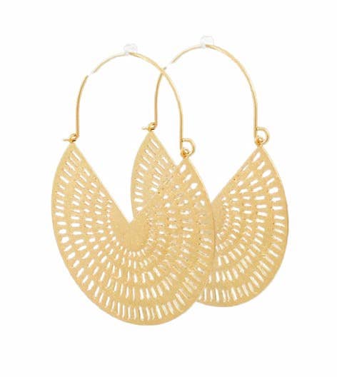Gold Filigree Hoop Earrings | Laser Cut Earrings
