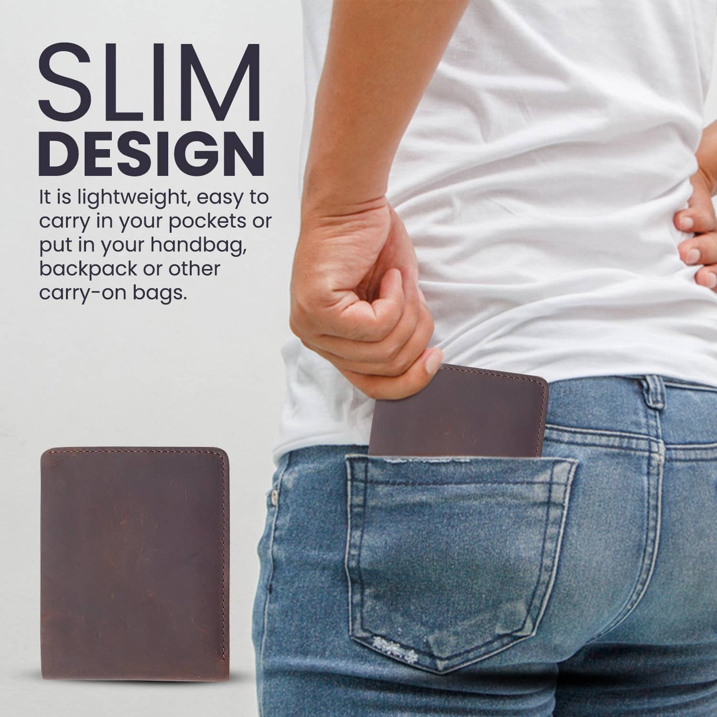 American Leather Goods - Genuine Leather Wallet for Men with Flap out ID Window