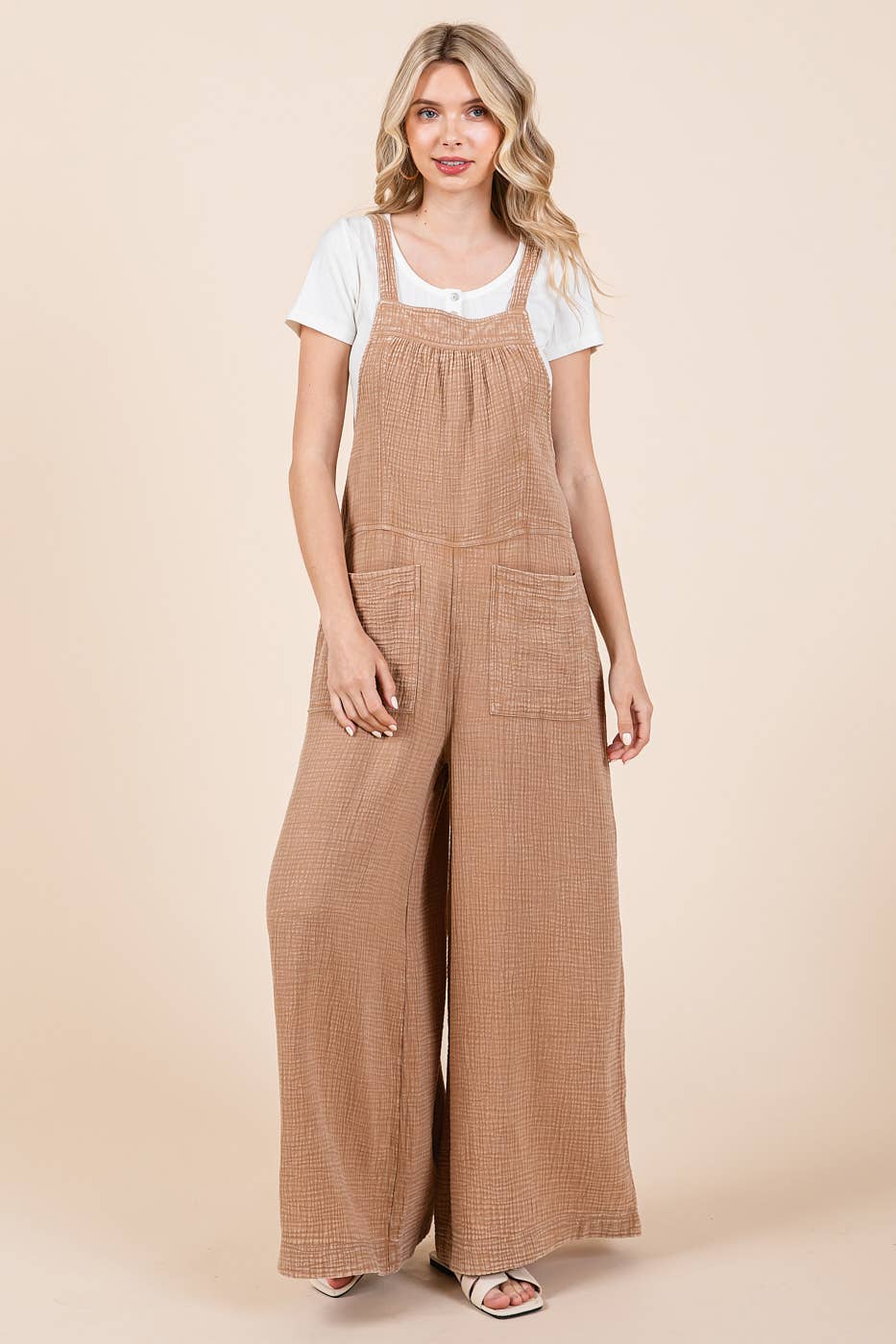 MINERAL WASHED WIDE LEG JUMPSUIT