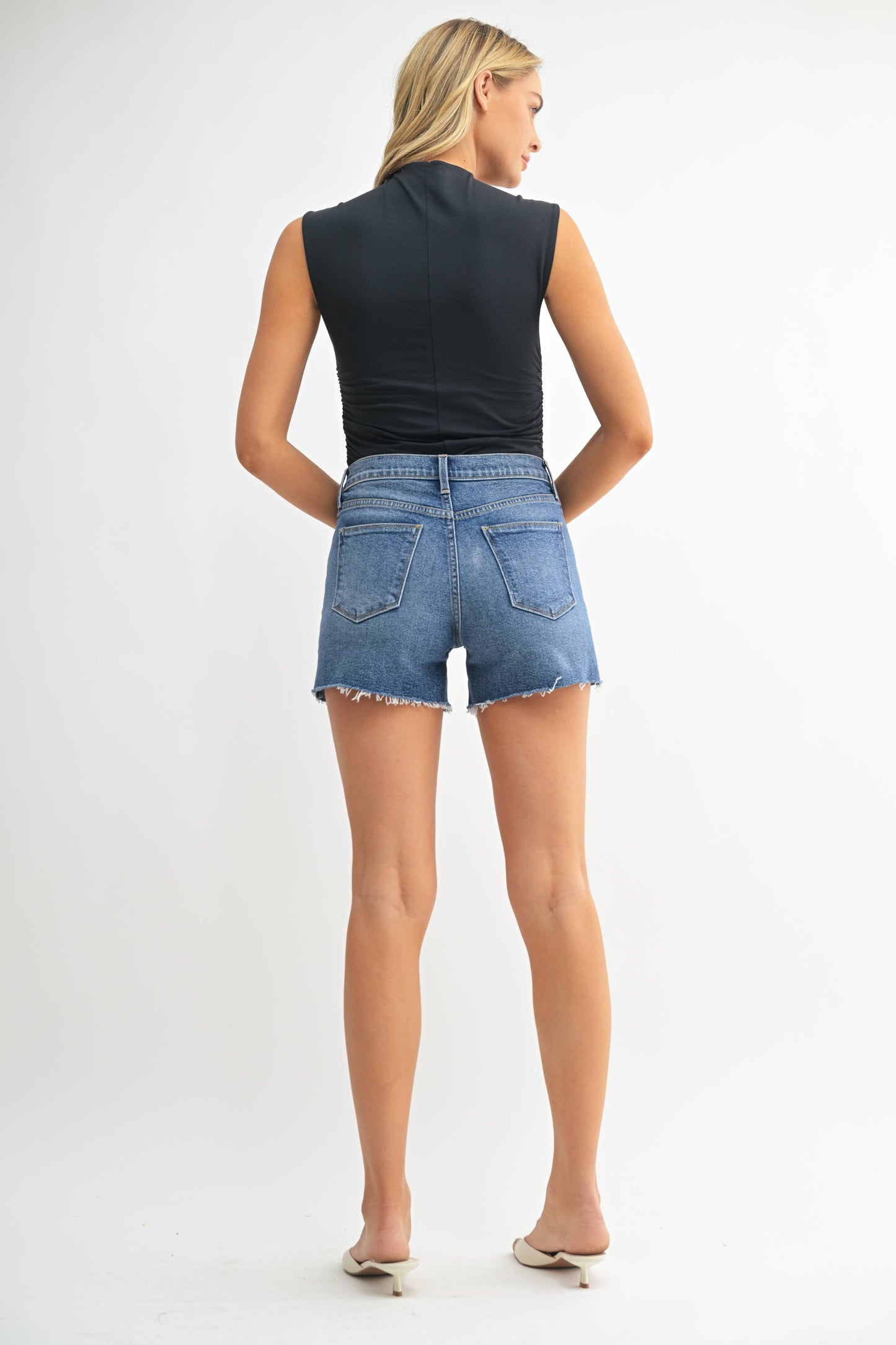 JUST BLACK DENIM -Med Denim- Stretch Short