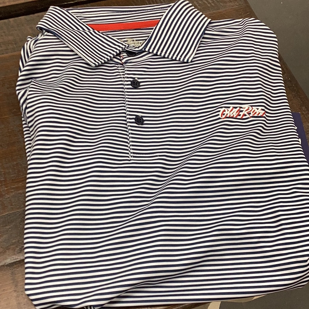 Old Row Striped Polo Blue
