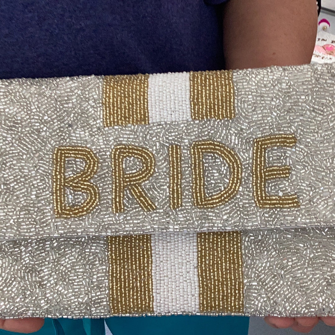 Bride gold/silver stripe clutch