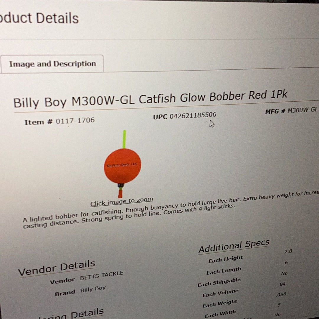 Billy boy, M300W – GL catfish glow