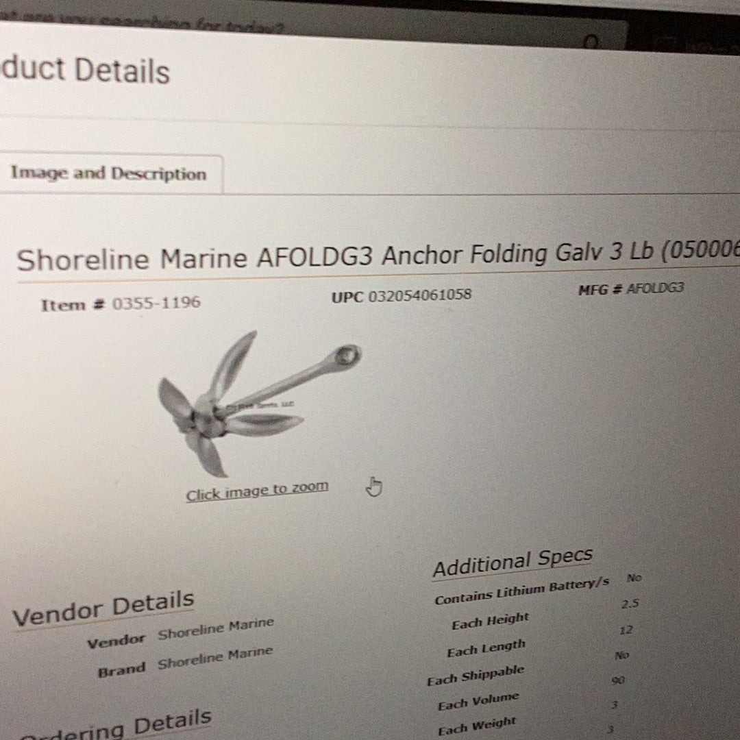 Shoreline Marine AFOLDG3 Anchor