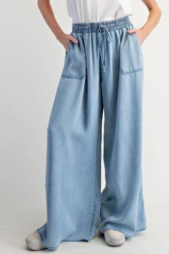 Carlee wide leg Chambray Pants