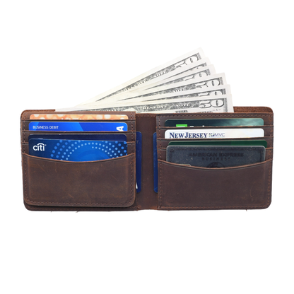American Leather Goods - Genuine Leather Wallet for Men with Flap out ID Window