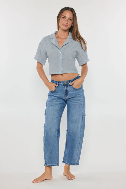 RNJEAN - Mid Waist Barrel Jeans (XP7028)