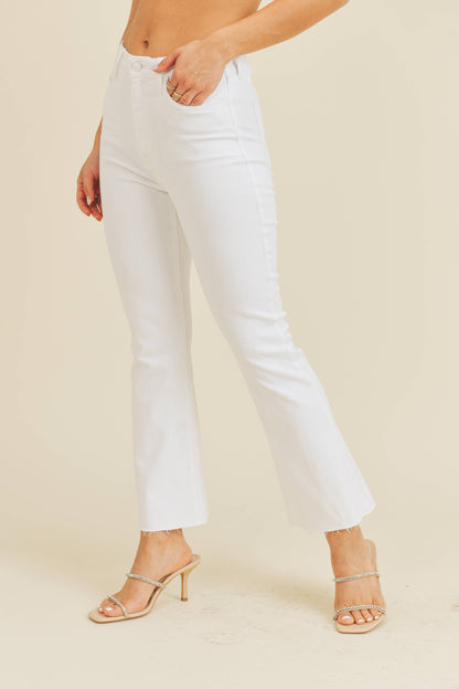 JUST BLACK DENIM -OPTIC WHITE - High Rise Tonal Crop Flare