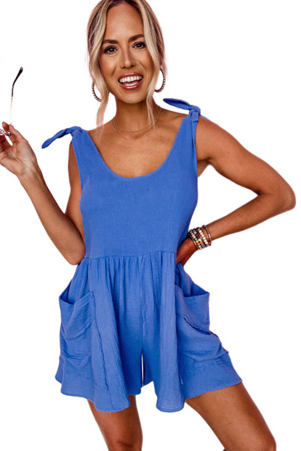 Feeling sexy and free blue romper